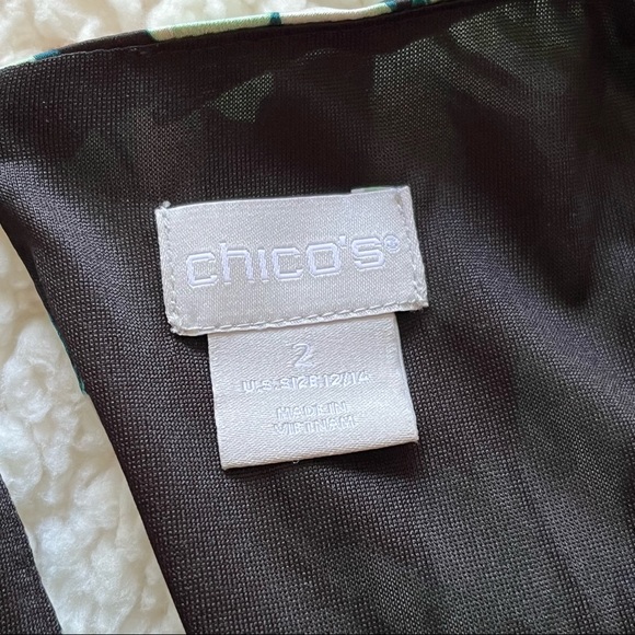 NWOT Chico’s size 2 Feather-Print Satin Shift Dress STYLE: 570307253. (2=12) - Picture 10 of 10